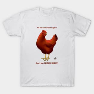 Funny Red Hen Chicken Nuggets Bird Poop T-Shirt